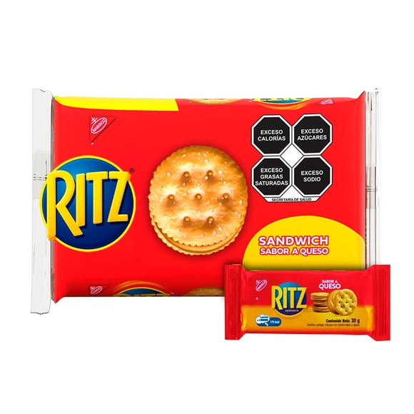 Galletas saladas Ritz con relleno sabor queso 180 g