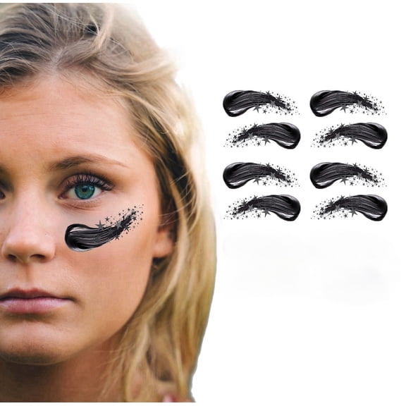 BLSTK Athletics Eye Black Temporary Tattoos - Smudge-Free, Easy Removal | 4 Pairs with Wipes Included | Black Star Smear