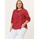 thumbnail image 2 of Women's Plus Size Work Round Neck Ruffle Chiffon Blouse Top Red White 2X, 2 of 5
