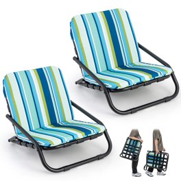Chaise De Plage Pliante Garvee - Légère 3 Kg, Capacité 150 Kg, Dossier Inclinable Avec Porte-gobelet, Poche Et Barre Serviette
