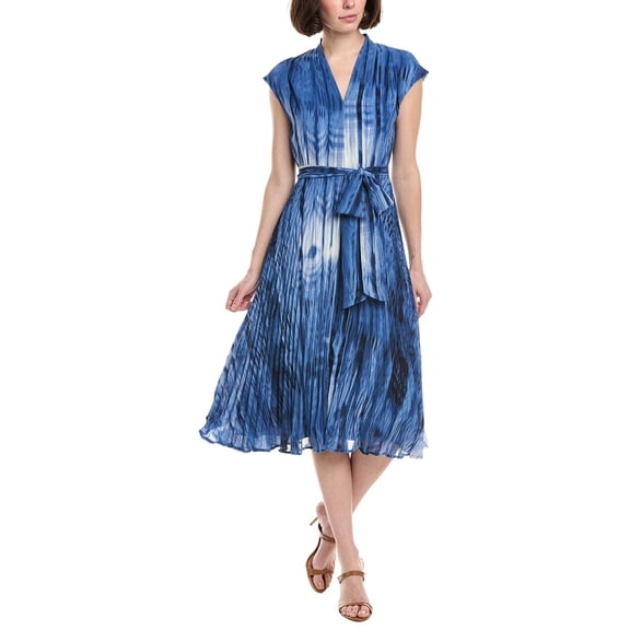 Tahari ASL womens Midi Dress, 10, Blue