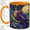 Orange, variant on Stained Glass Owl Accent Mug, 11oz Ceramic Coffee Cup for Bird Lovers