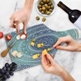 thumbnail image 4 of Navy and Teal Cutting Board, Ombre Mandala Old Art Effects Bohemian Pattern Illustration, Decorative Tempered Glass Cutting and Serving Board, Wine Bottle Shape, Dark Blue White, by Ambesonne, 4 of 5