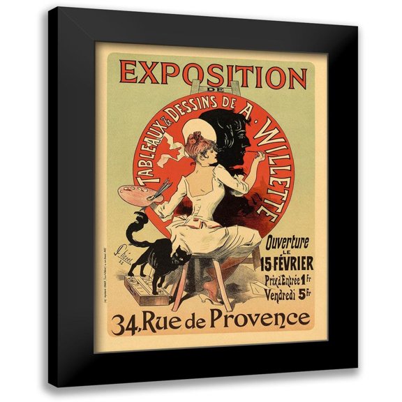 Cheret, Jules 11x14 Black Modern Framed Museum Art Print Titled - Exposition Willette