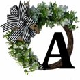 thumbnail image 1 of HAOAN Monogram Initial Letter Wreaths for Front Door with Striped Linen Bow & Grapevine Base Farmhouse Rustic Door Decor Spring Summer Green Wreath for Indoor Outdoor Home Xmas Decor, 1 of 7