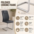 thumbnail image 6 of JUFU Modern Black Dining Chairs Set of 4, Faux Leather High Back with Chrome Legs, 6 of 7