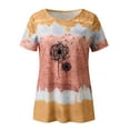 thumbnail image 3 of Gibobby Playera de Manga Corta Casual Suave Blusa de manga corta con estampado de flores y cuello redondo de informal para mujer(Caqui,M), 3 of 4