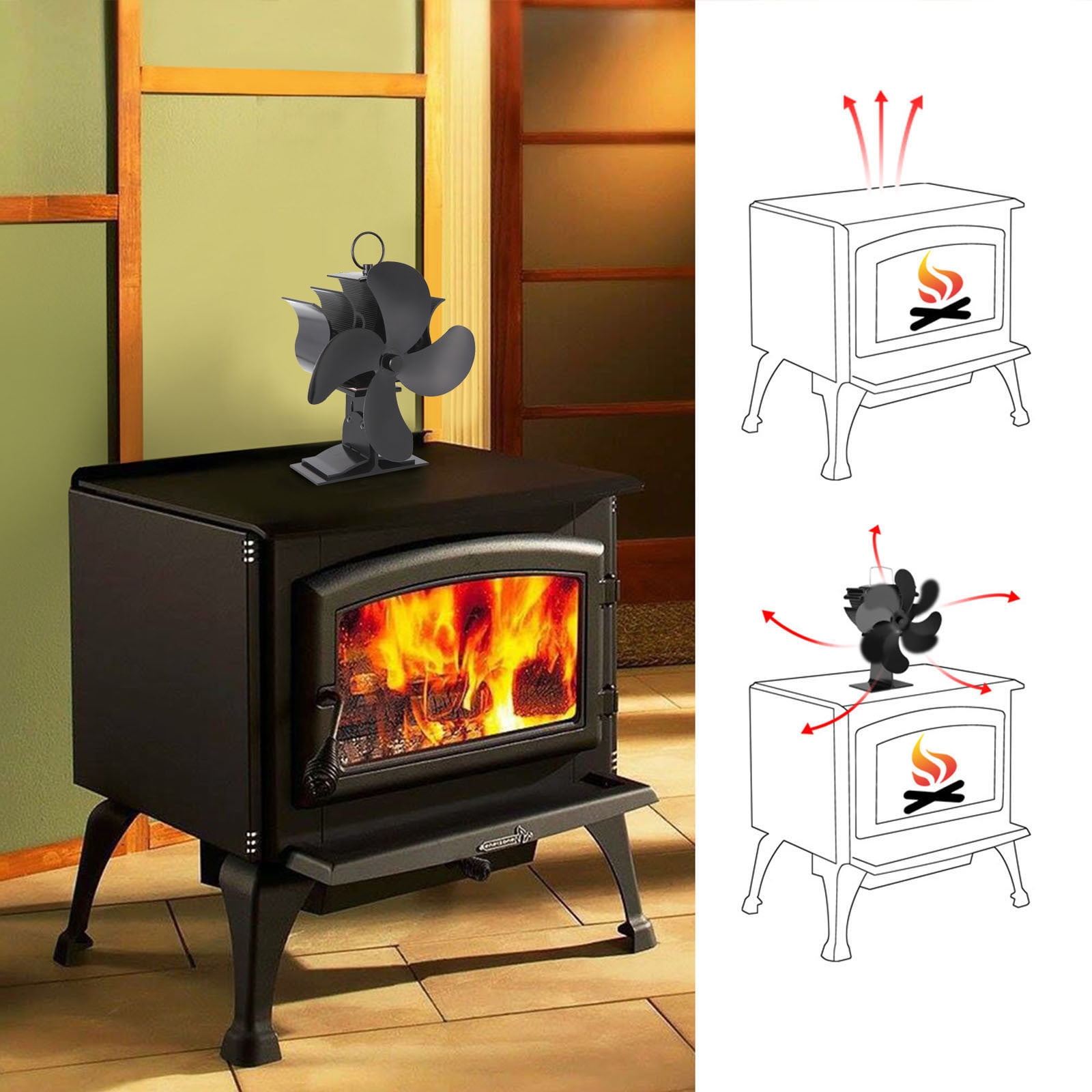 Dvkptbk Stove Fan Wood Stove Fans Fireplace Fan Heat Powered Fan with 4  Blade Tools Home Essentials on Clearance | Walmart Canada