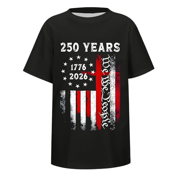 Lullu Boys 4Th of July Graphic Tee Short Sleeve Crew Neck T-Shirt Casual Tee, Sizes 2-13