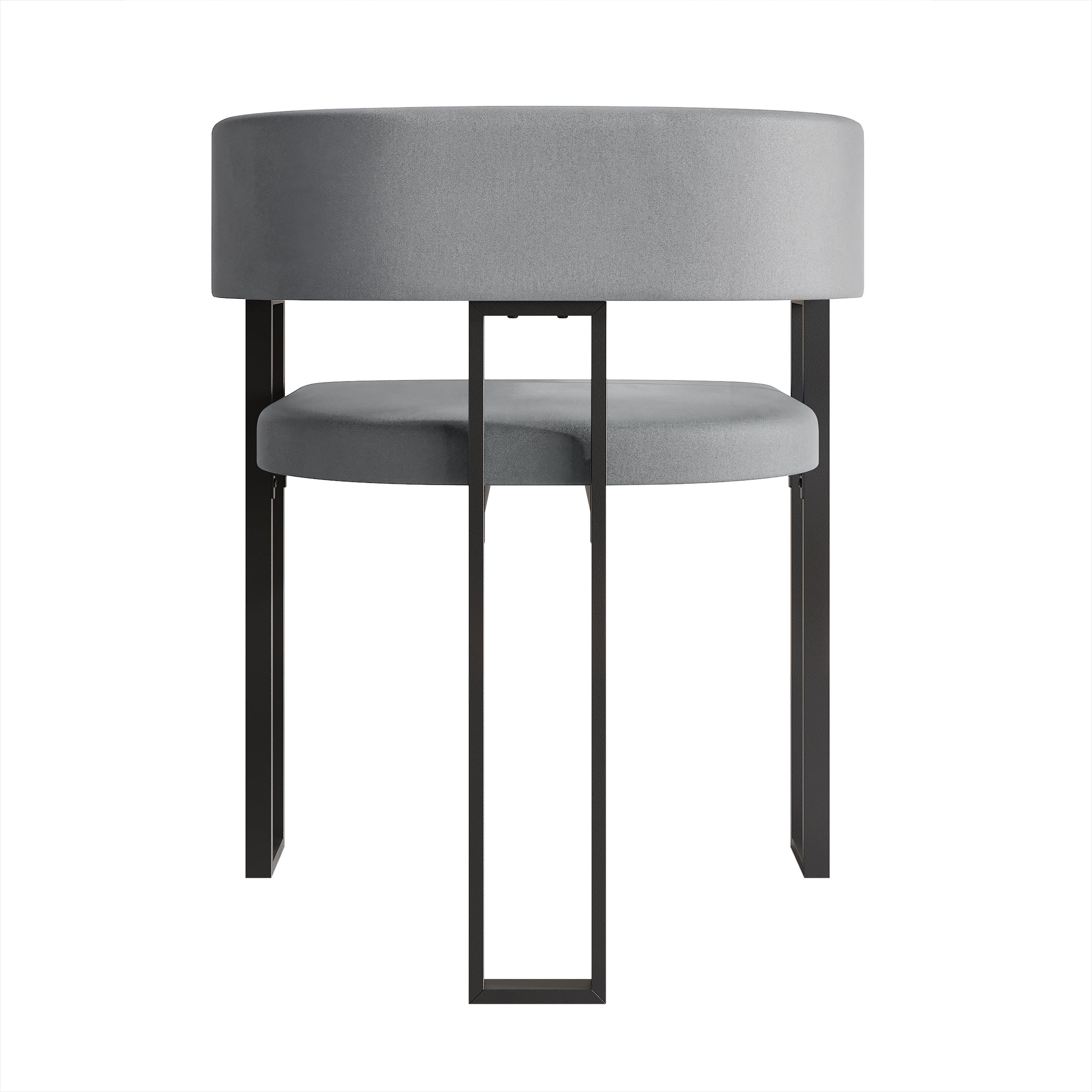 Castle Place Minimalist Black Metal Dining Chair, Light Grey Velvet