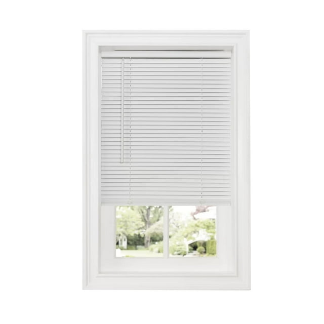 Cordless Mini Blind Light Filtering Vinyl Window Blinds, Horizontal Mini Slats Shades Venetian Blinds for Privacy, White 27"W x 45"H