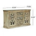 thumbnail image 3 of Sideboard Buffet Cabinet with Storage, Boho Style Wooden Carved Cabinet With 3 Drawers And 2 Doors, Vintage Shabby Chic Cupboard Sideboard For Kitchen Living Room, 3 of 8