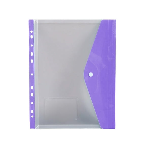 A4 Loose Leaf File Pouch Set, Transparent Document Storage Bag with Snap Button, Binder Folders for Office Supplies, Receipts, and Bills, Durable Plastic File Organizers