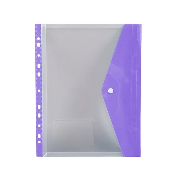 Uuiauoio Plastic Envelopes Binder Pocket 11 Holes Binder Folders for Document Pouch with Label Loose-Leaf Transparent for Home Office