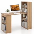 thumbnail image 3 of 48" Computer Desk with 4-Tier Bookcase, Modern Reversible Home office Desk Writing Desk for Small Spaces, Natural, 3 of 7