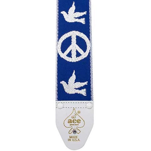 Ace Vintage Reissue Sangle de Guitare - Paix & Colombe, Bleu