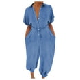 thumbnail image 2 of jsaierl Wide Leg Jumpsuits for Women, Denim Jumpsuit for Women Plus Size Overalls Casual Loose Dungarees Romper Baggy Playsuit Jumpsuit, 2 of 6