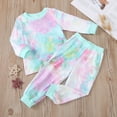 thumbnail image 4 of YuYuBao Toddler Girls Outfits Sets Long Sleeve Tie dye Print Tops And Jogger Pants Comfy Playwear Soft Kids Girls Two Piece Sports Tracksuits, 7-8 Years, 4 of 9