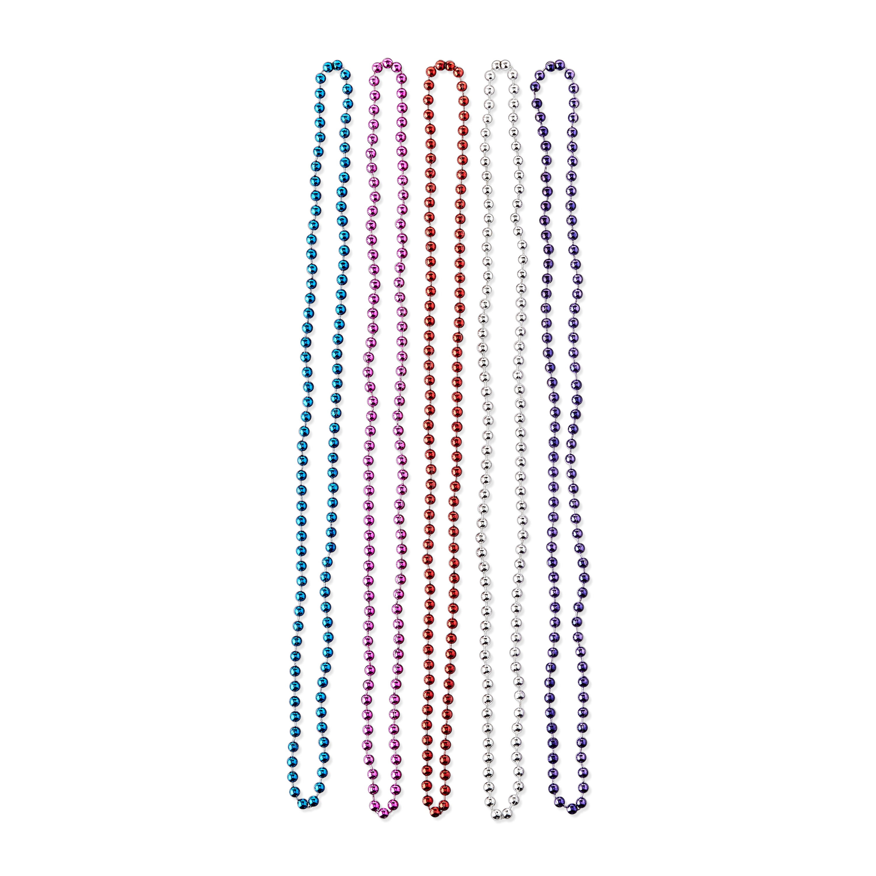 Multicolor Plastic Bead Necklaces, Party Favors, 33", 50 Count, by Way to Celebrate