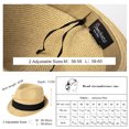 thumbnail image 4 of Comhats Mens Fedora Trilby Straw Sun Hats Summer Panama Beach Sunhats for Men Packable Short Brim Golf Hats Khaki Large, 4 of 9