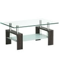 thumbnail image 2 of YYAo Coffee Table,Dining Table,Center Table,Rectangular Tempered Glass Coffee Table with Shelf-Black, 2 of 8