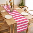 thumbnail image 3 of Pink Striped Table Runner - 70 Inch Long, Kitchen Dining Table Runner Dresser Scarves, Modern Simple Monochrome Geometric White Farmhouse Decor for Coffee Tables Wedding Party Banquet, 3 of 8
