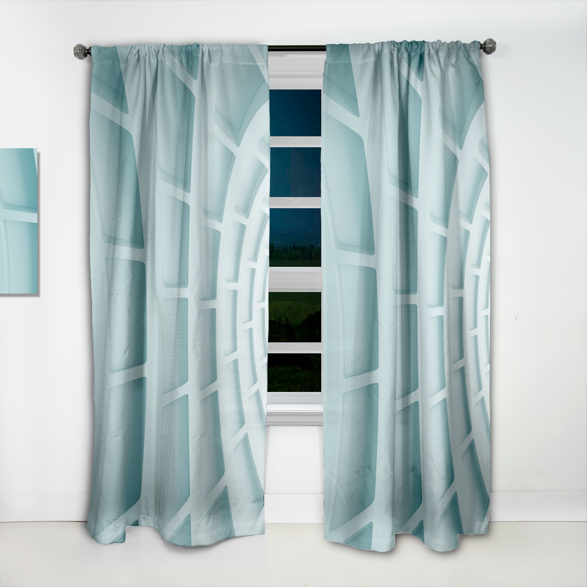 Designart 'Abstract Light Blue Waves IV' Modern & Contemporary Curtain Panel