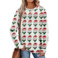 thumbnail image 2 of Women's Casual Long Sleeve Round Neck Sweatshirt Fit Pleated Top with Christmas Print for Fashionable Holiday Outfits and Comfortable Wear,Wine,M, 2 of 6