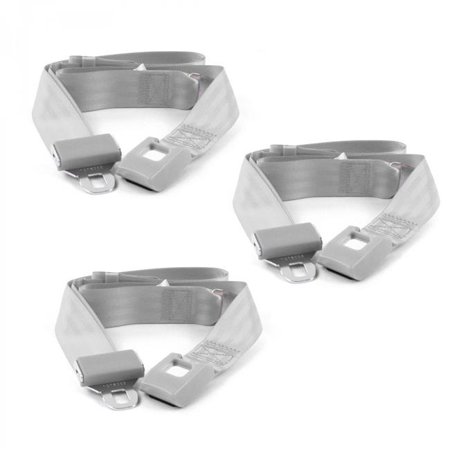 safeTboy Gray & Grey Lap Bench Seat Belt Kit for 1968-1969 Ford Fairlane Standard 2 Point - 3 Belts