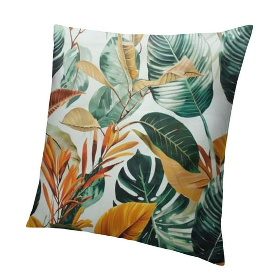 BANET Tropical Leaves Throw Pillow Covers Green Palm Decorative Square Cushion Case for Home Sofa Couch Bedroom 22x22in