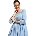 thumbnail image 6 of eloria Women's Fashion Solid Anarkali Design Kurti With Bottom, Fabric : Cotton, Color : Sky Blue, Size : X-Small, 6 of 7
