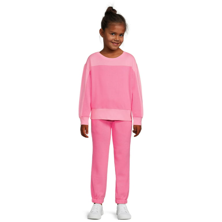 Athletic Works Girls' Fleece Sweatshirt and Sweatpants Set, 2-Piece, Sizes  4-18 & Plus 