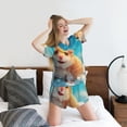 thumbnail image 5 of Pofeuu Cloud Cute Hamster Print Women's Pajama Set Short/Shorts Soft Button PJs Elastic Drawstring Waist Sleepwear-3X-Large, 5 of 6