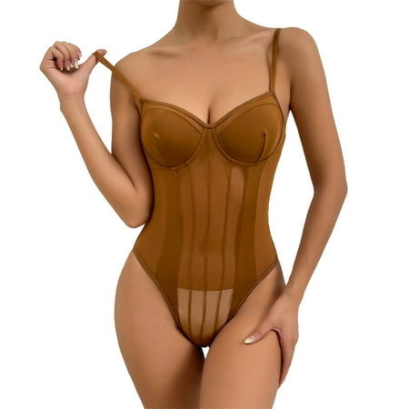 

Zuwimk Lingerie For Women Naughty Women Lingerie Lace Chemise Eyelash Wedding Brial Lingerie Coffee L