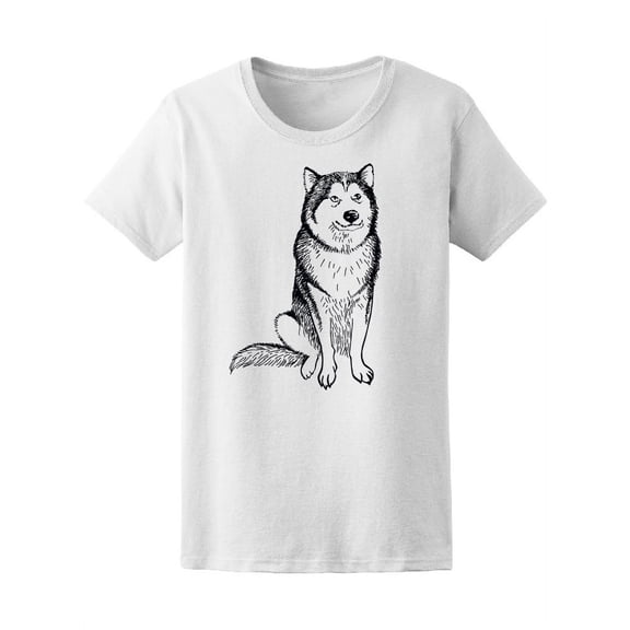 Husky Dog Sketch T-Shirt Women -Image by Shutterstock, Female Medium