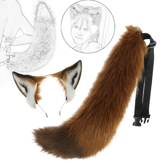 Conjunto de orejas y cola con cinturón ajustable, accesorios para el cabello para mujer, orejas de animal Correa con hebilla