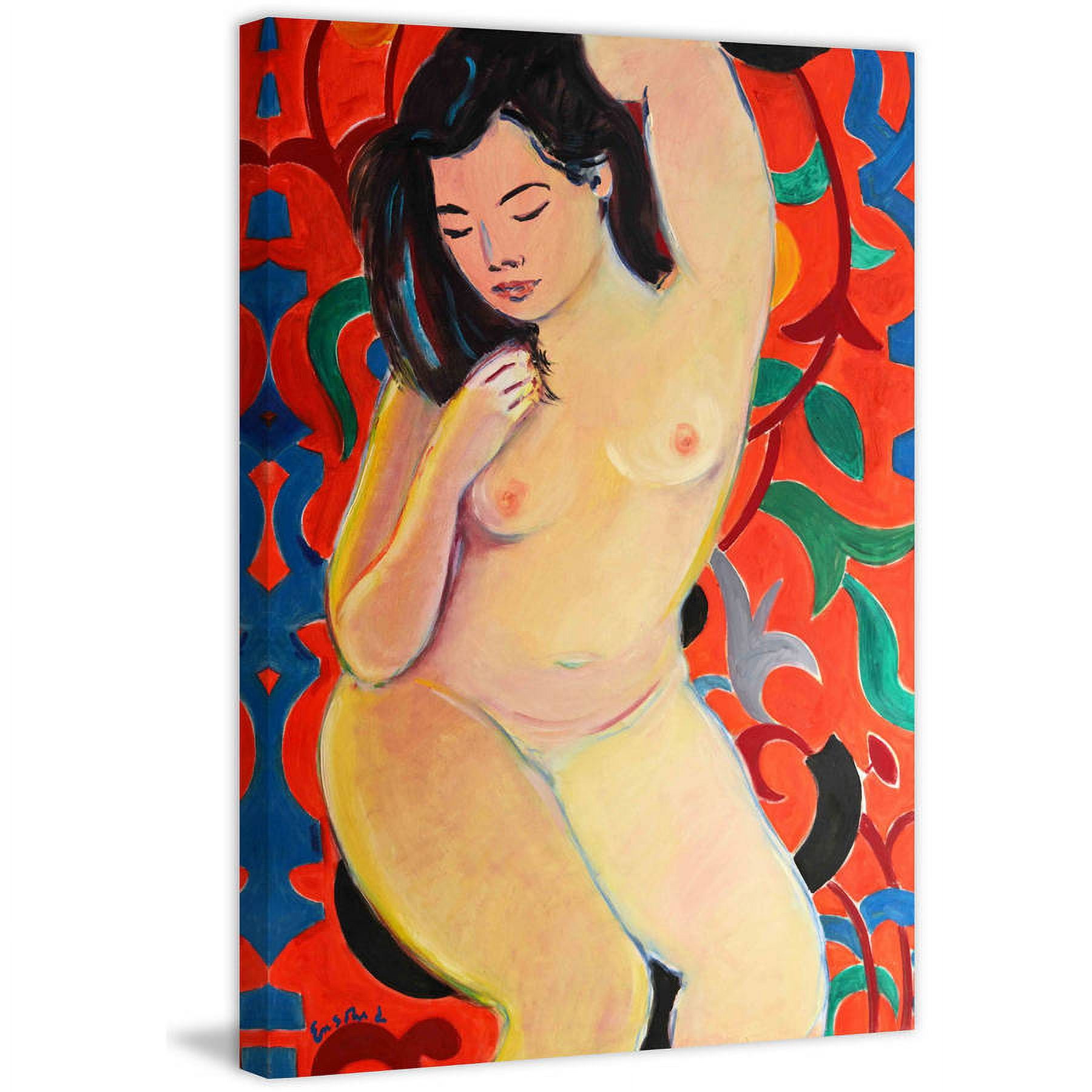 Marmont Hill "Figure on Tapestry" by Wayne Ensrud Painting Print on Wrapped Canvas