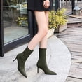 thumbnail image 4 of Green Sexy Women'S Boots Pointed Toe Slim High Heel Elastic Lycra Ankle Comfortable Fashion Wear, 4 of 9