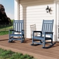 thumbnail image 1 of Patio Chair Set of 2 Oversized HDPE Outdoor Rocking Chairs, High Back Porch Rockers, All Weather Garden Chairs for Adult, Durable & Comfortable for Patio, Veranda, or Balcony, Navy Blue, Pressed Wood, 1 of 1