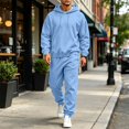 thumbnail image 2 of Delconic Mens Hoodie and Jogger Set Pullover Hooded Sweatshirt and Drawstring Sweatpants Casual Athletic Two Piece Outfit Sky Blue M, 2 of 9