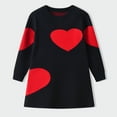 thumbnail image 2 of Weebloom Sweaters for Teen Girls Stylish Kids Heart Pattern Knit Dress Suitable Daily Wear Casual Outings Cozy Dress Ages 4-14 Sweater 8-10 Years Black, 2 of 3