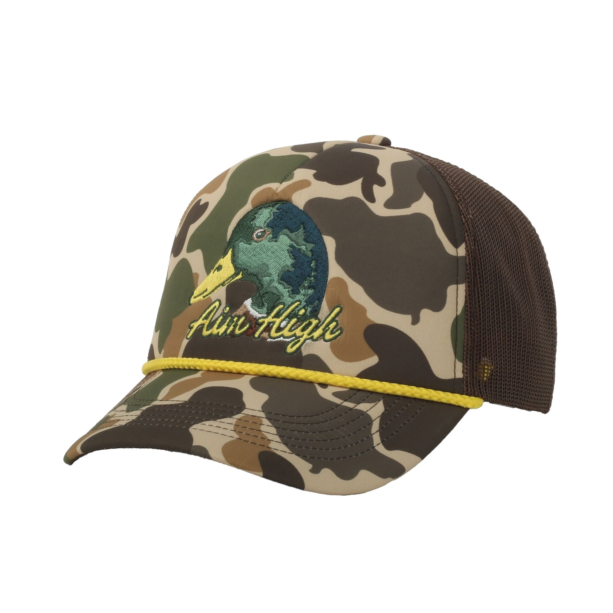 Outdoor Cap Woodland Camo 5-Panel Cap – Foam Front, Pre-Curved Visor, Snapback, One Size
