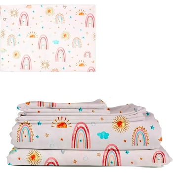 Juego de Sabanas y Funda de Almohada Bluelander, Individual, Diseño de Arcoíris