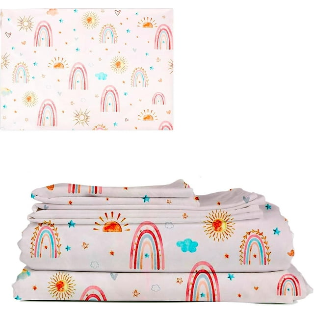 Juego de Sabanas y Funda de Almohada Bluelander, Individual, Diseño de Arcoíris