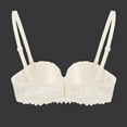thumbnail image 4 of Fiaer Women's Balconette Push up Bra Lace Plus Size Unlined Sheer Underwire Adjustable Straps Bras Beige 85B, 4 of 9