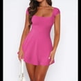 thumbnail image 4 of Minivestido de Verano 2025 con Escote Cuadrado, Espalda Descubierta, Corte A, para Mujer, Color Rosa y Rojo, Talla S, 4 of 7