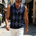 thumbnail image 4 of Baeitkot Men's V-Neck Sleeveless Top Men's Colorblock V-Neck Sleeveless Knit Sweater Casual Layering Top Blue Free Size, 4 of 6