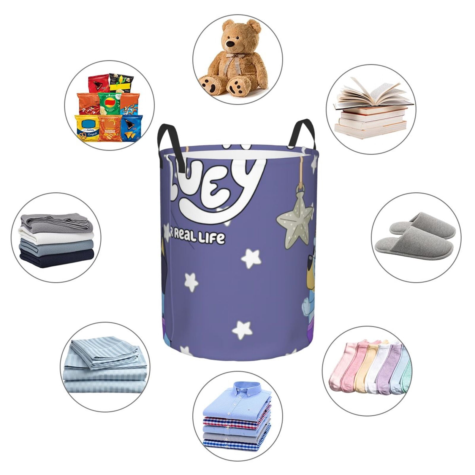 Johaoi Bluey Pattern Round Large Laundry Basket -Storage Basket - Toy Storage Basket, Perfect as Hamper, Kids Room Storage, and Toy Containment-