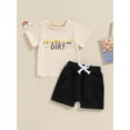 thumbnail image 5 of Aojekbee Baby Boys Summer Outfits Letter Print Short Sleeves T-Shirt and Elastic Shorts for 2 Piece Vacation Clothes Set, 5 of 10