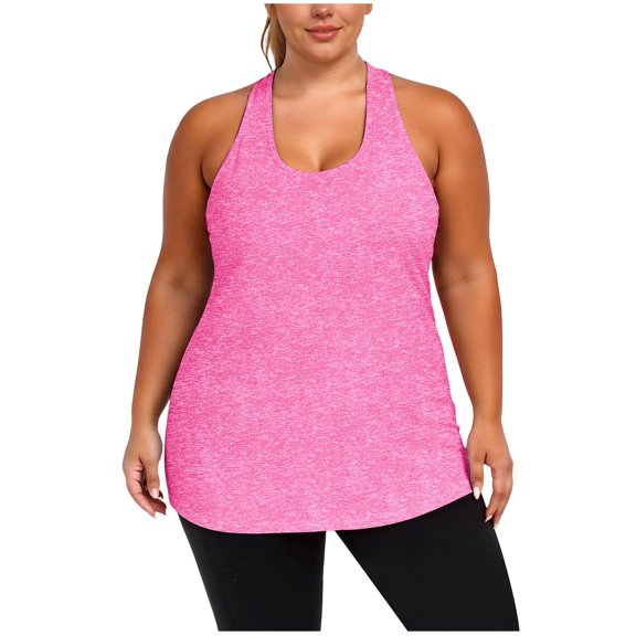 GHIIYER Plus Size Workout Tops for Women Sleevless Racerback Vest Top Athletic Yoga Running Shirts Size 4XL
